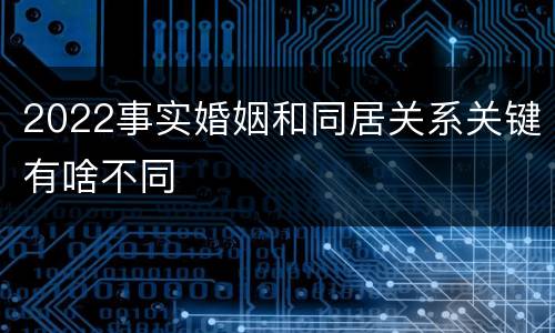2022事实婚姻和同居关系关键有啥不同