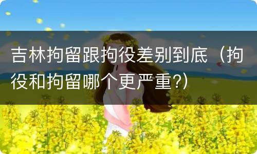 吉林拘留跟拘役差别到底（拘役和拘留哪个更严重?）