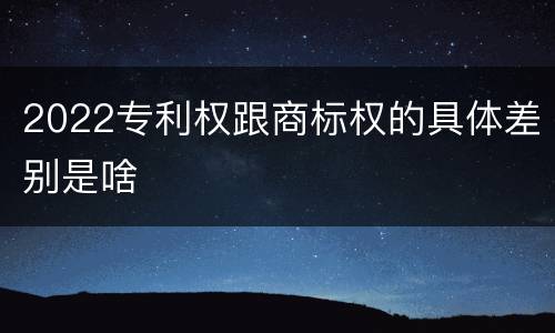 2022专利权跟商标权的具体差别是啥