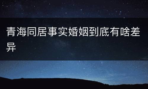 青海同居事实婚姻到底有啥差异