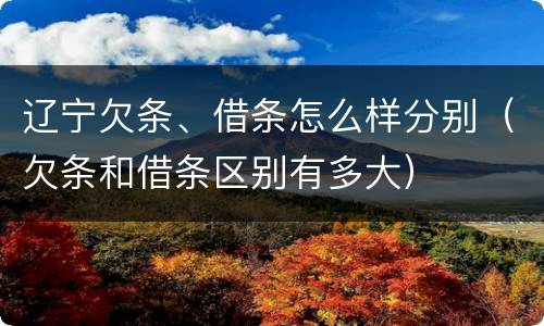 辽宁欠条、借条怎么样分别（欠条和借条区别有多大）