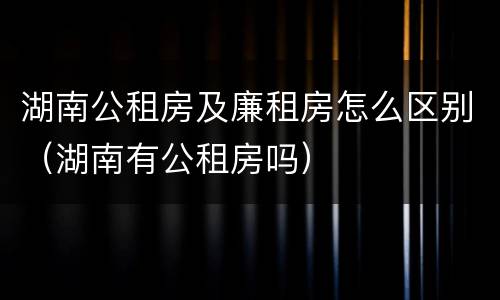湖南公租房及廉租房怎么区别（湖南有公租房吗）