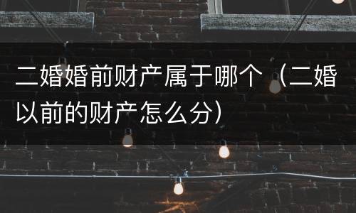 二婚婚前财产属于哪个（二婚以前的财产怎么分）