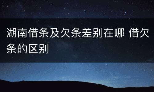 湖南借条及欠条差别在哪 借欠条的区别