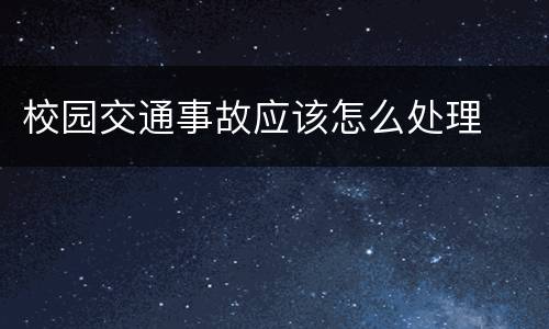校园交通事故应该怎么处理