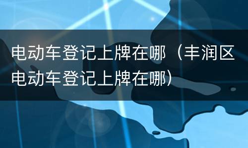 电动车登记上牌在哪（丰润区电动车登记上牌在哪）