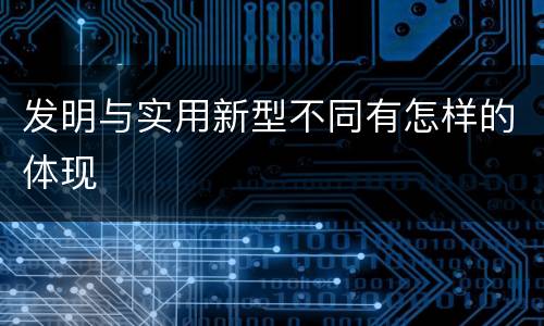 发明与实用新型不同有怎样的体现