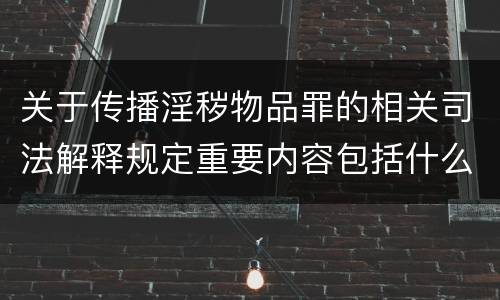 关于传播淫秽物品罪的相关司法解释规定重要内容包括什么