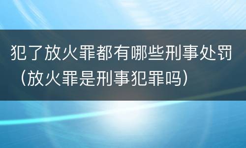犯了放火罪都有哪些刑事处罚（放火罪是刑事犯罪吗）