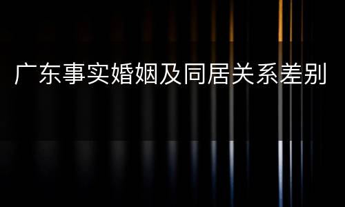 广东事实婚姻及同居关系差别