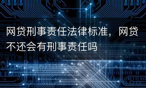 网贷刑事责任法律标准，网贷不还会有刑事责任吗