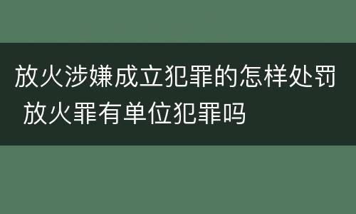 放火涉嫌成立犯罪的怎样处罚 放火罪有单位犯罪吗