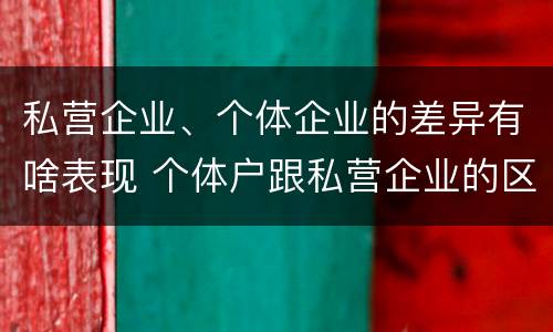私营企业、个体企业的差异有啥表现 个体户跟私营企业的区别
