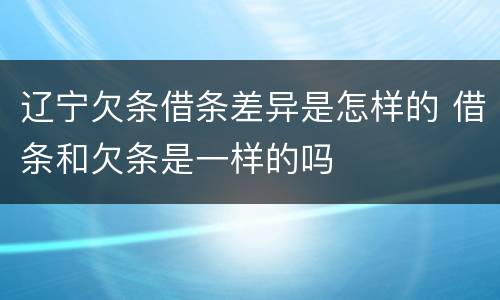 辽宁欠条借条差异是怎样的 借条和欠条是一样的吗