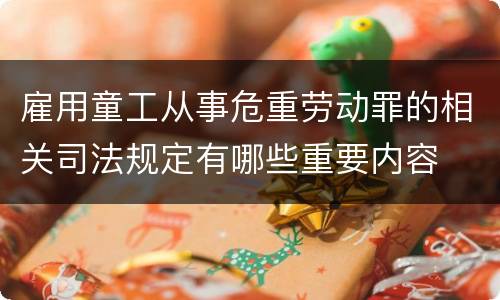 雇用童工从事危重劳动罪的相关司法规定有哪些重要内容