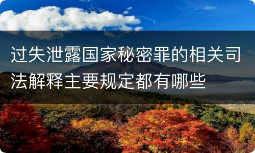 过失泄露国家秘密罪的相关司法解释主要规定都有哪些