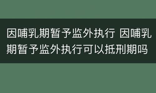 因哺乳期暂予监外执行 因哺乳期暂予监外执行可以抵刑期吗
