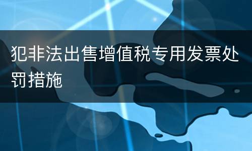 犯非法出售增值税专用发票处罚措施