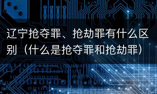 辽宁抢夺罪、抢劫罪有什么区别（什么是抢夺罪和抢劫罪）