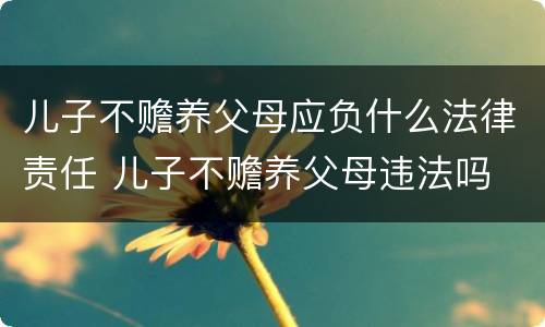 儿子不赡养父母应负什么法律责任 儿子不赡养父母违法吗