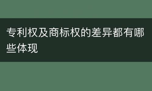 专利权及商标权的差异都有哪些体现