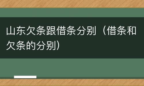 山东欠条跟借条分别（借条和欠条的分别）