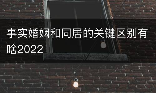 事实婚姻和同居的关键区别有啥2022