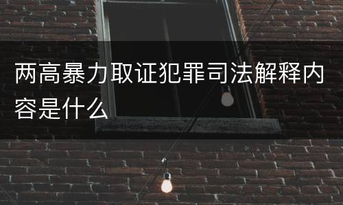 两高暴力取证犯罪司法解释内容是什么