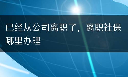 已经从公司离职了，离职社保哪里办理