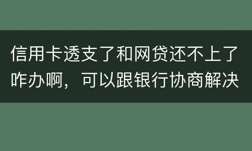 信用卡透支了和网贷还不上了咋办啊，可以跟银行协商解决吗