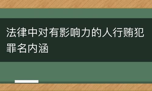 法律中对有影响力的人行贿犯罪名内涵