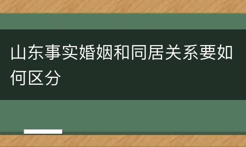 山东事实婚姻和同居关系要如何区分