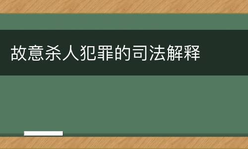 故意杀人犯罪的司法解释