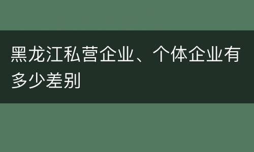 黑龙江私营企业、个体企业有多少差别