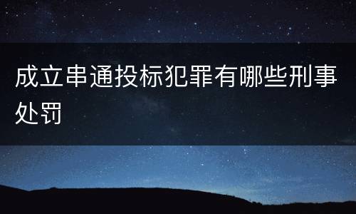 成立串通投标犯罪有哪些刑事处罚