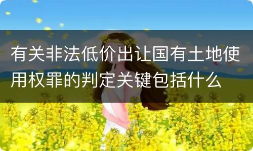 有关非法低价出让国有土地使用权罪的判定关键包括什么