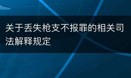 关于丢失枪支不报罪的相关司法解释规定