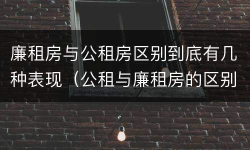 廉租房与公租房区别到底有几种表现（公租与廉租房的区别是什么）