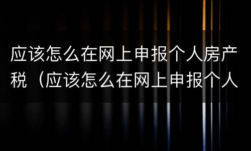 应该怎么在网上申报个人房产税（应该怎么在网上申报个人房产税费）