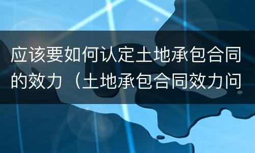 应该要如何认定土地承包合同的效力（土地承包合同效力问题）