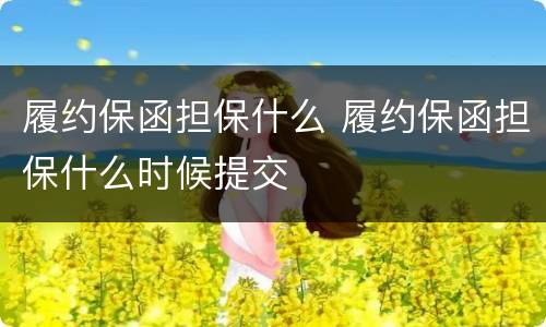 履约保函担保什么 履约保函担保什么时候提交