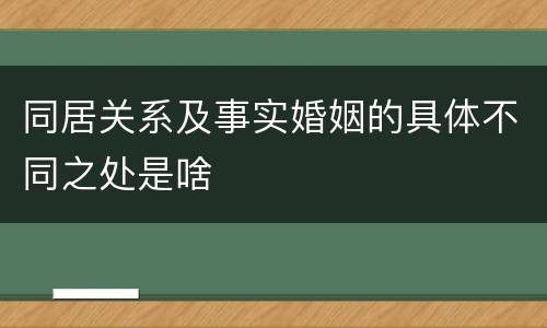 同居关系及事实婚姻的具体不同之处是啥