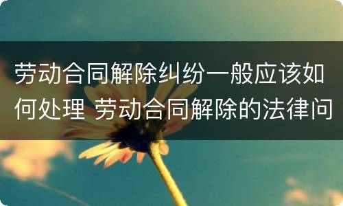 劳动合同解除纠纷一般应该如何处理 劳动合同解除的法律问题
