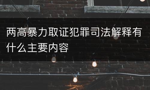 两高暴力取证犯罪司法解释有什么主要内容