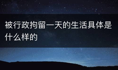 被行政拘留一天的生活具体是什么样的