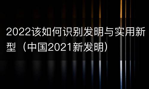 2022该如何识别发明与实用新型（中国2021新发明）