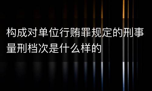 构成对单位行贿罪规定的刑事量刑档次是什么样的
