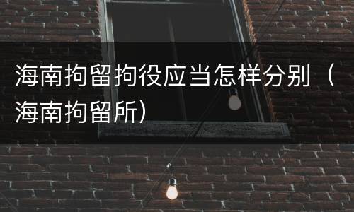 海南拘留拘役应当怎样分别（海南拘留所）
