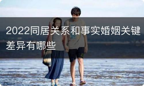 2022同居关系和事实婚姻关键差异有哪些