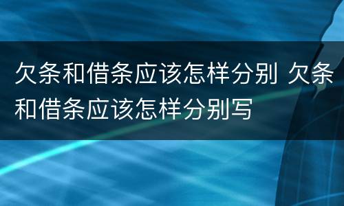 欠条和借条应该怎样分别 欠条和借条应该怎样分别写